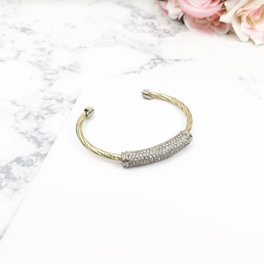 Wire Cuff Crystal Bar Bracelet